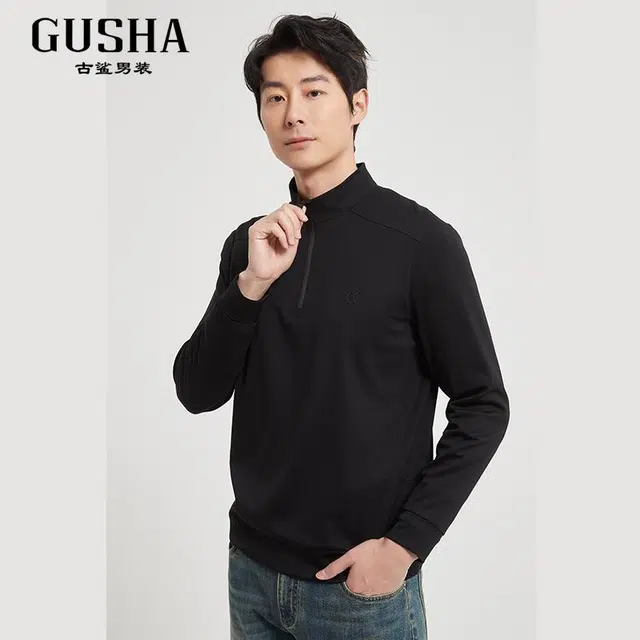 古鲨 商务弹力拉链长袖卫衣 男款