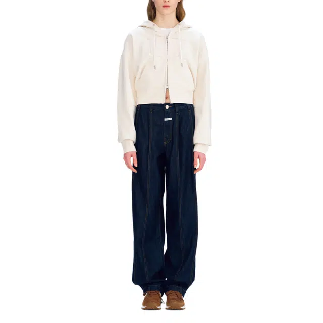 MARITHE FRANCOIS GIRBAUD W CLASSIC LOGO CROP HOODIE ZIPUP