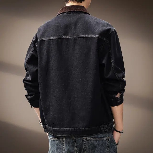 贵色 美式复古重磅水洗耐磨耐脏设计长袖工装户外出行潮流穿搭灯芯绒翻领休闲牛仔外套 男女同款