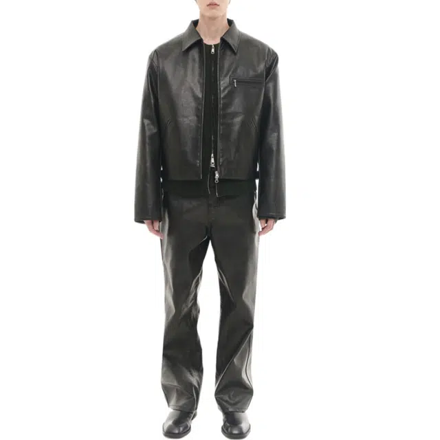 BESLOW FAUX LEATHER WORK JACKET