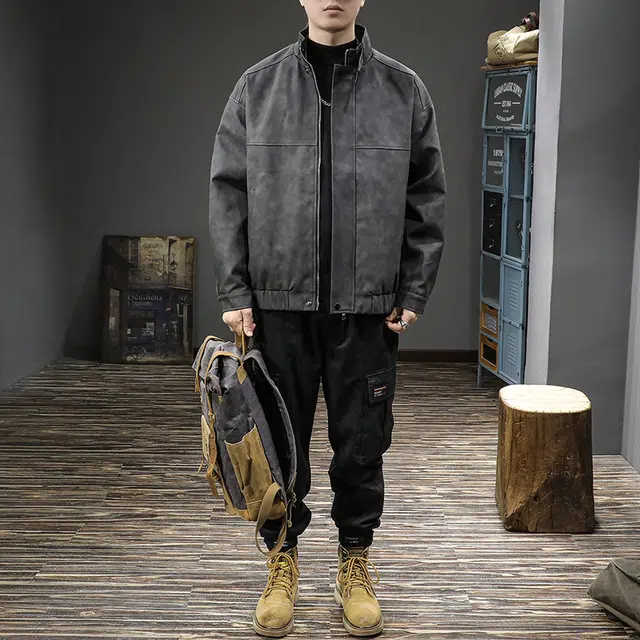 前进牛 休闲经典潮牌复古美式户外皮衣 男款