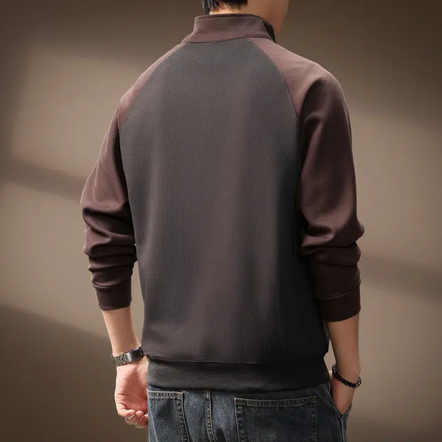 贵色 城市机能风立领撞色拼接半拉链长袖潮牌时尚百搭立体裁剪工艺重磅休闲卫衣 男女同款