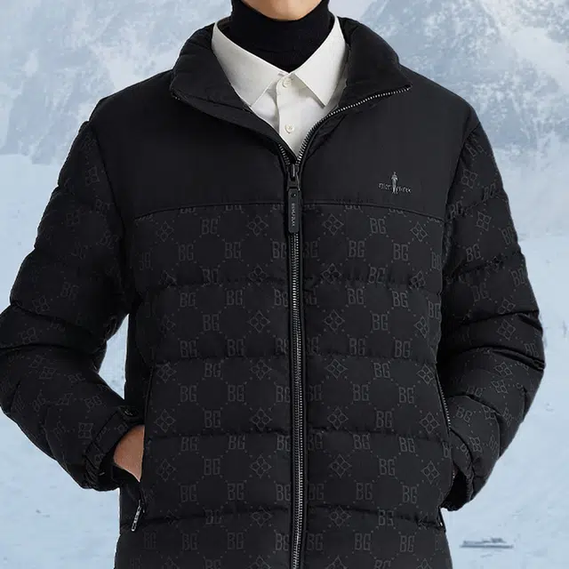 比音勒芬 静默复古老钱风穿搭舒适百搭时尚大气气质都市质感基础古菱形格冬季连帽短款羽绒服 男款