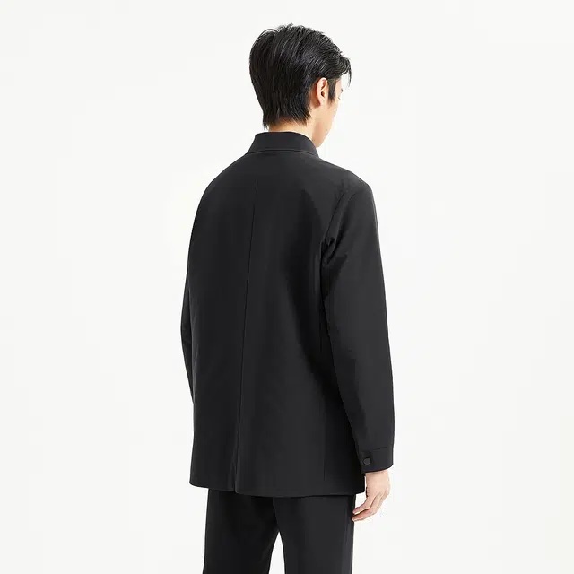 利郎 夹薄棉桑蚕丝商务休闲纯色翻领中长款秋季风衣外套 男款