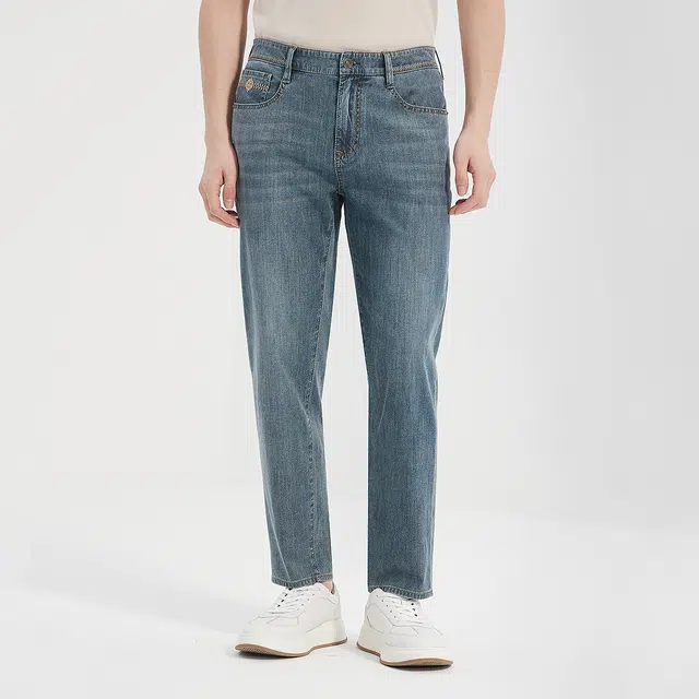利郎 时尚都市水洗磨白质感百搭低腰小脚修身夏季牛仔裤 男款