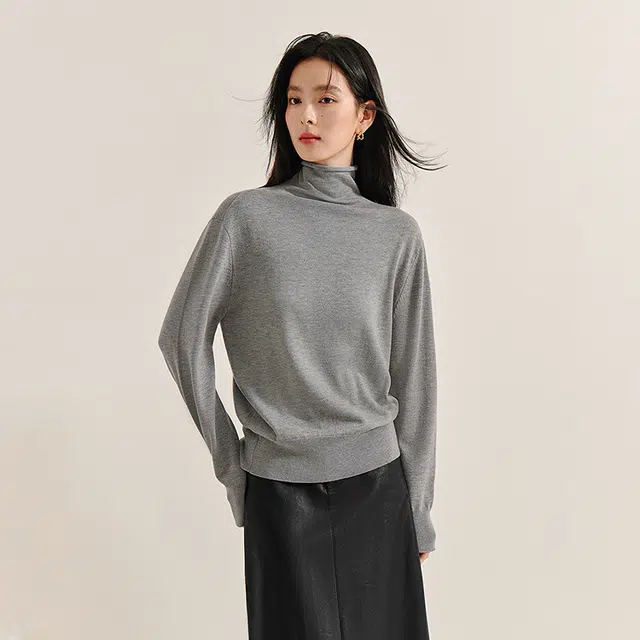 茵曼 前后两面穿发热宽松套头打底毛衣 女款