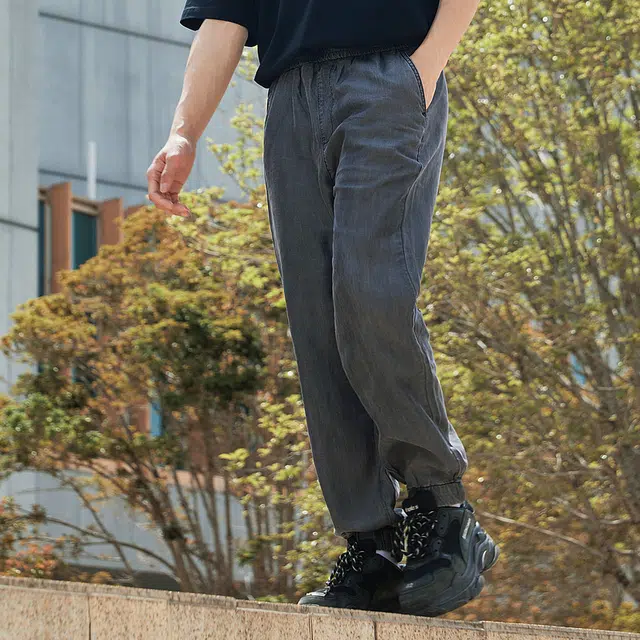 美特斯邦威 国潮休闲宽松束脚牛仔裤 男款