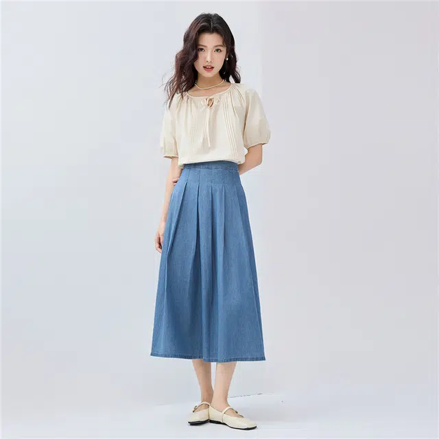 佐丹奴 简约纯色合身舒适牛仔长裙 女款