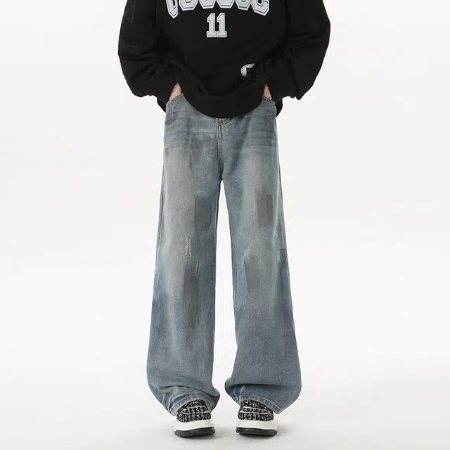 金盾 美式潮牌复古潮流牛仔裤 男款