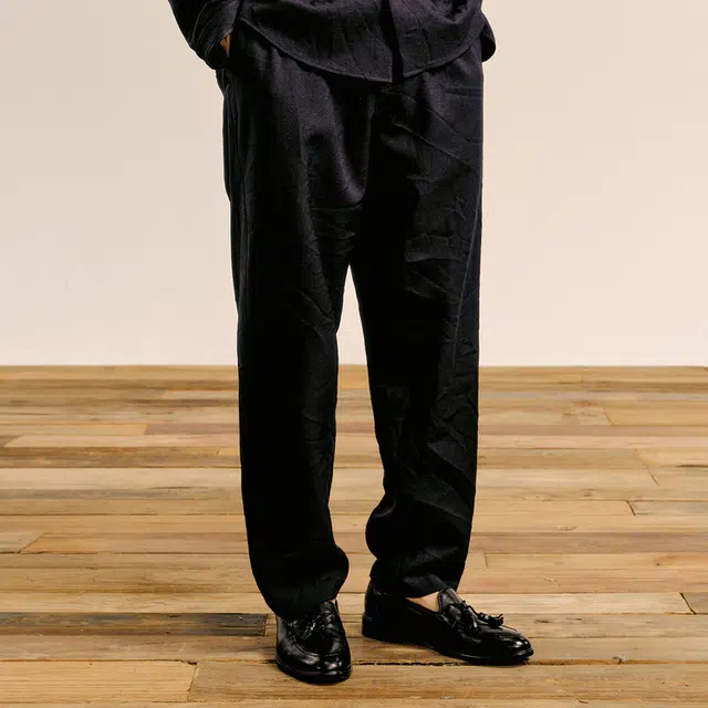 速写 斜纹锥形裤合体都市通勤休闲裤 男款 黑藏青