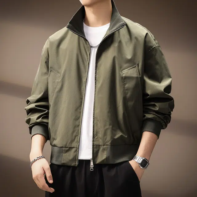 贵色 美式宽松廓形立领飞行潮流复古斜插袋设计休闲外穿日常出行棒球服夹克外套 男女同款