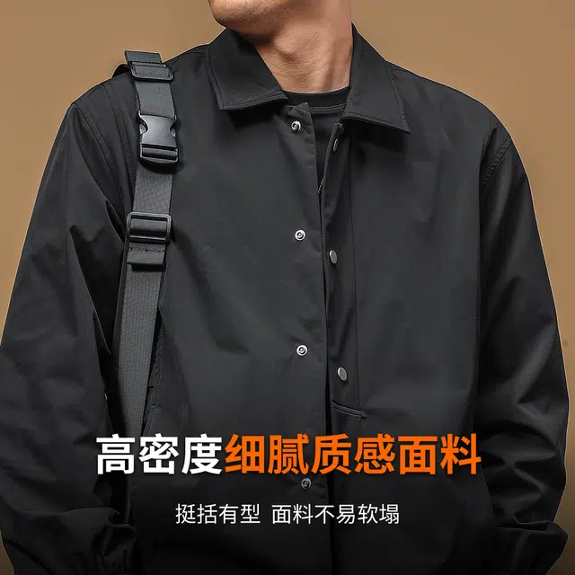季言 行政高端简约翻领商务休闲防风保暖衬衫式夹克外套 男款