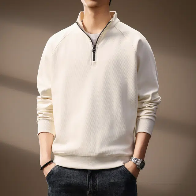 贵色 日系潮流百搭简约风纯色半拉链设计长袖潮牌高级感无性别穿搭休闲立领卫衣 男女同款