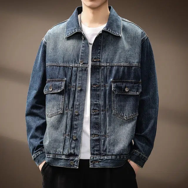 贵色 高端美式复古水洗潮牌百搭潮流工装翻领牛仔外套 男女同款