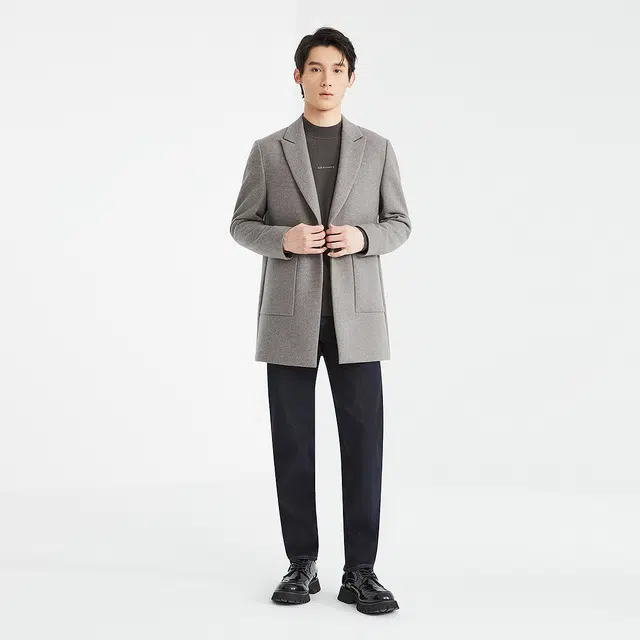 利郎 热燃科技时尚都市保暖绵羊毛质感中长款冬季大衣 男款