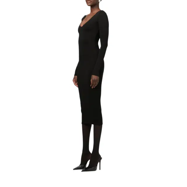 NAKED WARDROBE Sculpt V-Neck Midi Dress NW