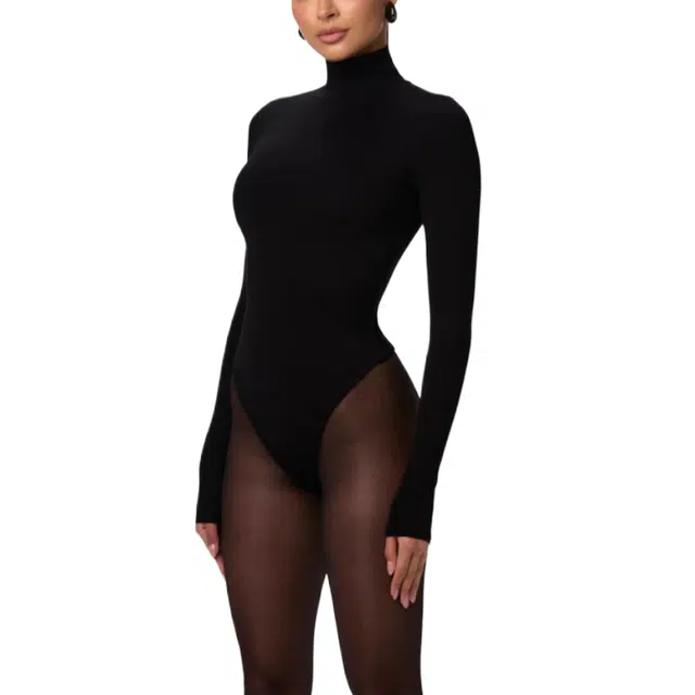 NAKED WARDROBE Butter Turtleneck Contour Bodysuit