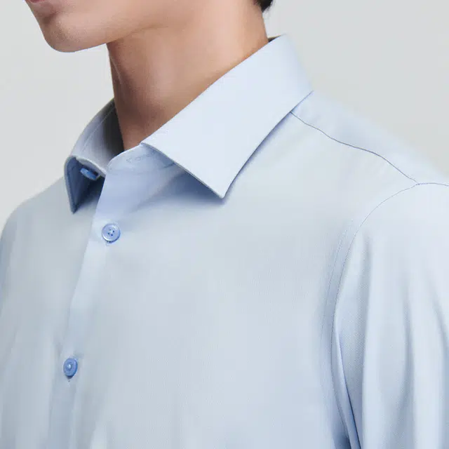 报喜鸟正装衬衫夏季衬衫商务绅士正装纯色长袖衬衫上衣衬衣 天空蓝