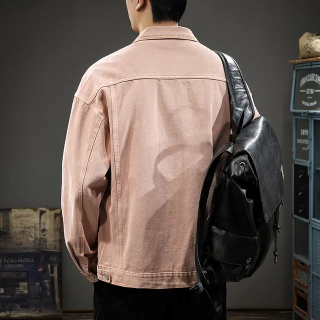 前进牛 美式休闲经典复古潮牌阿苏特染纯色无性别主义潮流潮流中性风多巴胺百搭休闲纯棉长袖牛仔外套 男女同款