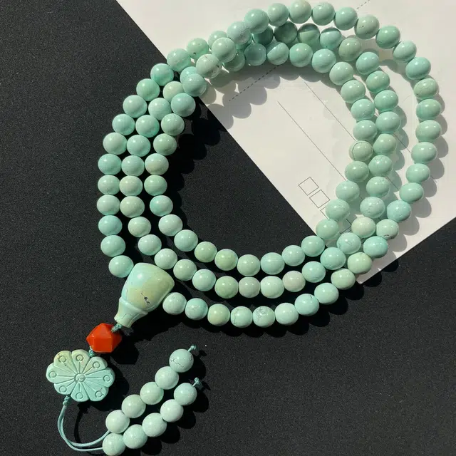 灵运宝 【师傅已加能量】#转运招财湖北原矿高瓷佛珠瓷度玻璃瓷一物一图无油无水 绿松石 手串 男女同款情侣款 全新