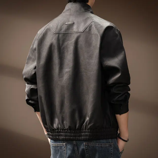 贵色 美式痞帅水洗立领复古夹克潮流多口袋工装外套皮衣 男女同款