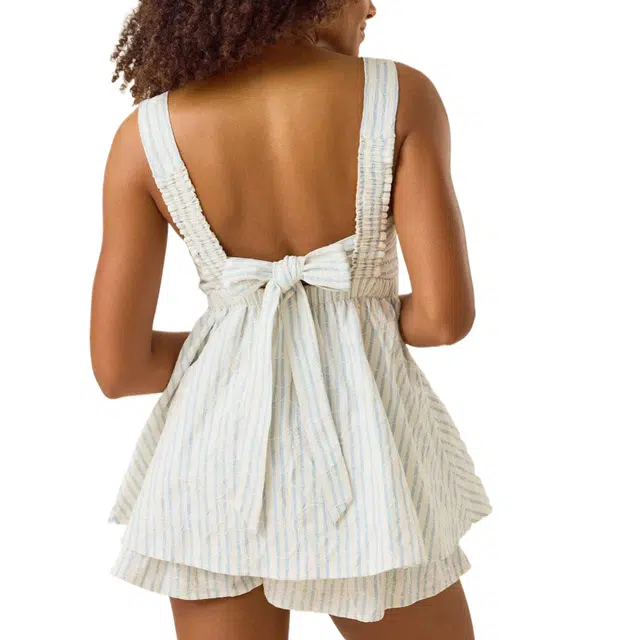 ALTAR'D STATE Sloane Striped Bow Back Romper
