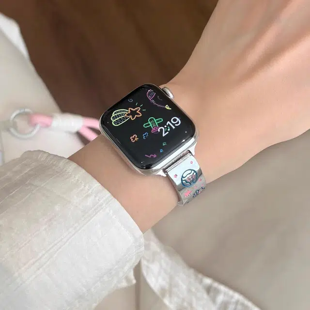 老佳 苹果适用 手表表带 金属材质 滴胶星星弯片金属表带