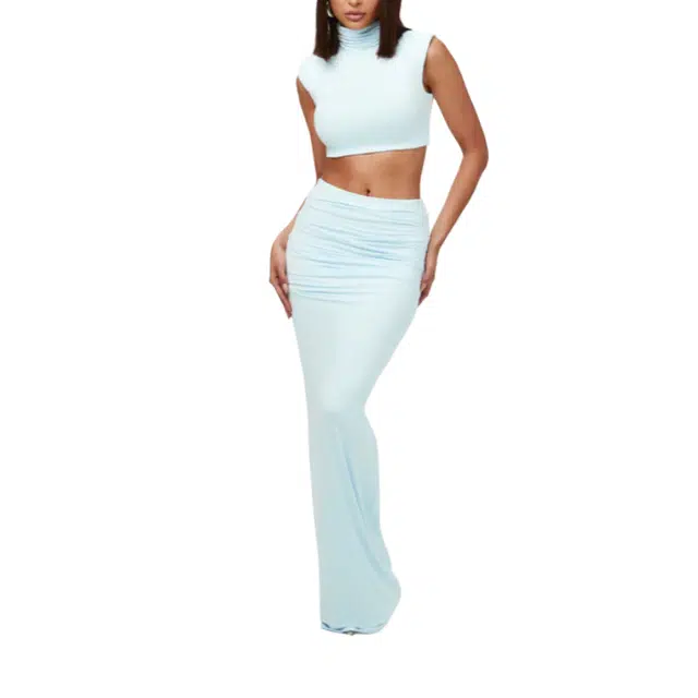 NAKED WARDROBE Turtleneck Sleeveless Crop Top NW