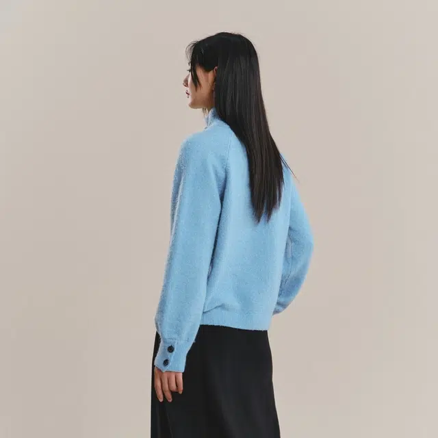 太平鸟 老钱风羊毛混纺半开襟可调节高领套头针织衫 女款