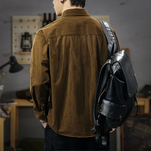 遨宇 美式休闲经典复古潮牌中性风工装潮流轻奢老钱风宽松休闲长袖衬衫 男女同款