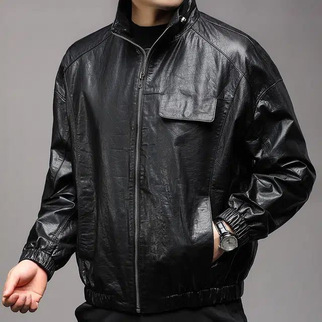 太子龍 品牌立领阔版落肩袖外套潮流设计感皮衣 男款