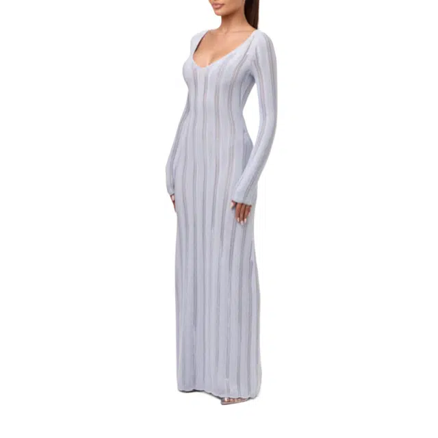 NAKED WARDROBE V-Neck Maxi Dress Knits