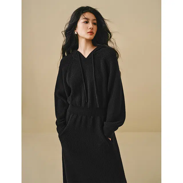 茵曼 百搭简约舒适时尚长袖连衣裙 女款