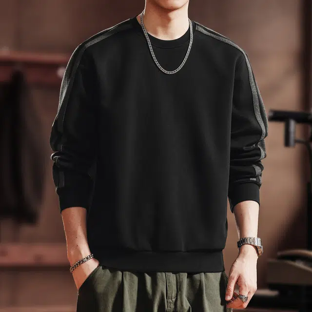 格蓝鹿 美式复古青少年学院风重磅圆领长袖撞色拼接设计时尚潮流户外出行穿搭休闲卫衣 男女同款