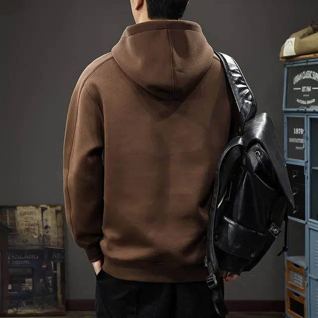 前进牛 美式经典复古潮牌印花连帽宽松大码重磅户外百搭休闲卫衣 男款