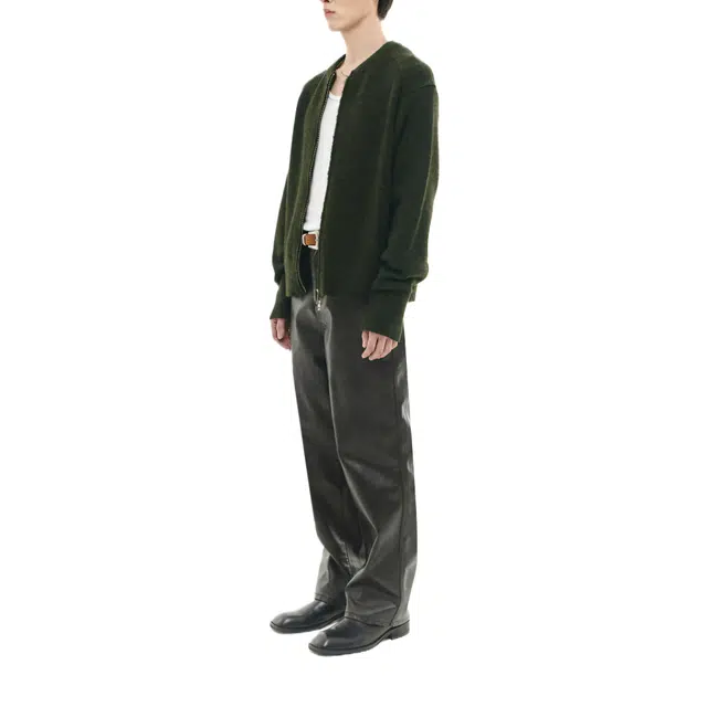 BESLOW CREW NECK SHORT ZIP-UP CARDIGAN