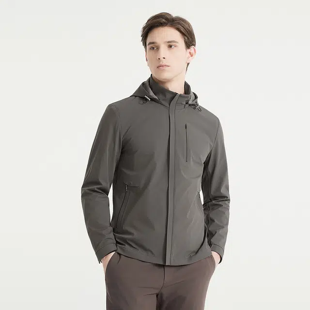 利郎 户外休闲风百搭防泼水外套可脱卸帽长袖风衣 男款