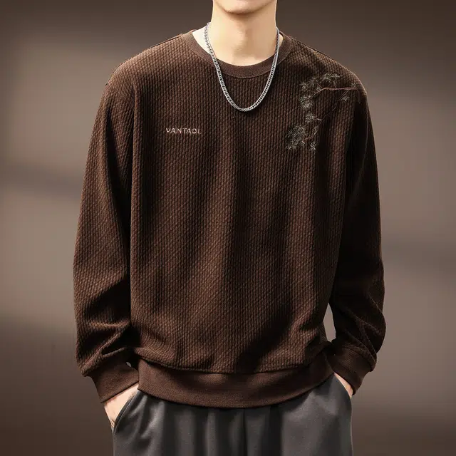 贵色 潮牌复古风重磅长袖时尚百搭刺绣设计感休闲圆领套头卫衣 男女同款