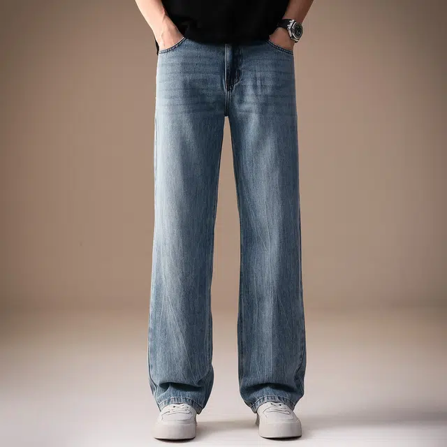 贵色 美式高街水洗阔腿休闲直筒裤中性日常百搭莱赛尔痞帅简约通勤牛仔裤 男女同款