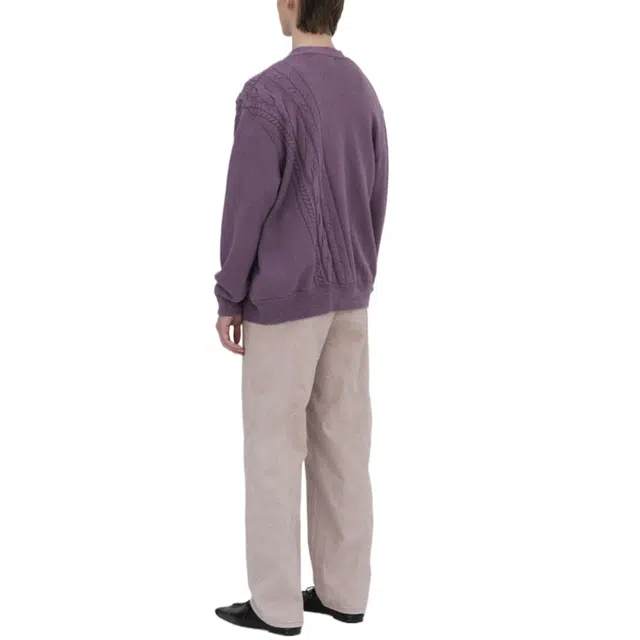 BESLOW DIAGONAL CABLE CARDIGAN LILAC