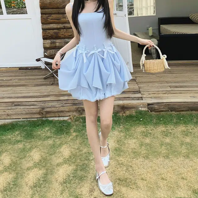 纤丝鸟 舒适时尚休闲简约吊带连衣裙 女款