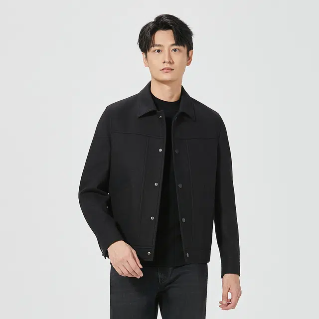 利郎 保暖山羊绒纯色翻领质感时尚都市冬季大衣 男款