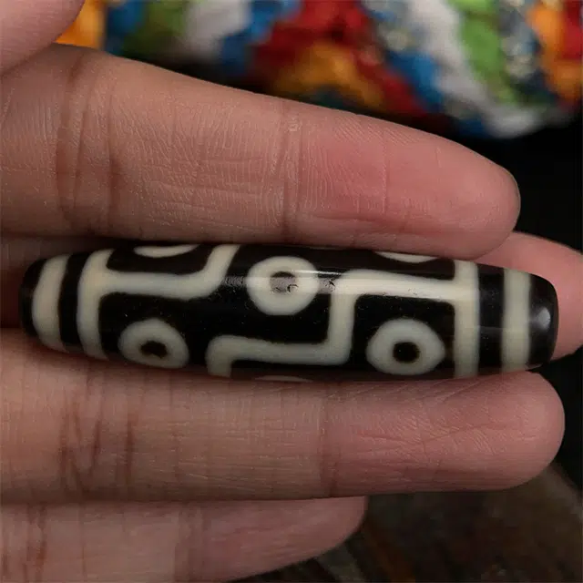灵运宝 转运招财藏区三眼老天珠九眼页岩黑白老矿风化油润包浆老料器磨损到位一物一图#好运 玛瑙 吊坠 男女同款情侣款