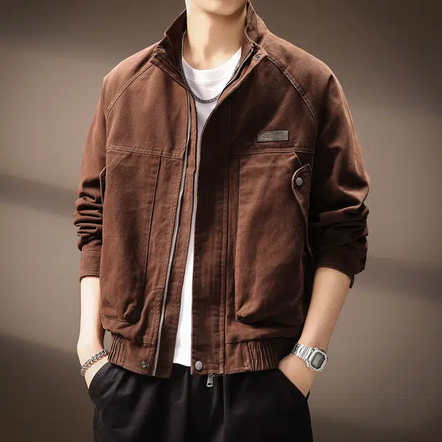 贵色 美式潮流复古城市机能耐磨工装潮牌拼接口袋立体裁剪设计休闲户外出行穿搭夹克外套 男女同款