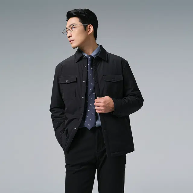 利郎 轻暖系列 商务翻领轻薄款翻领口袋装饰防泼水通勤冬季羽绒服 男款
