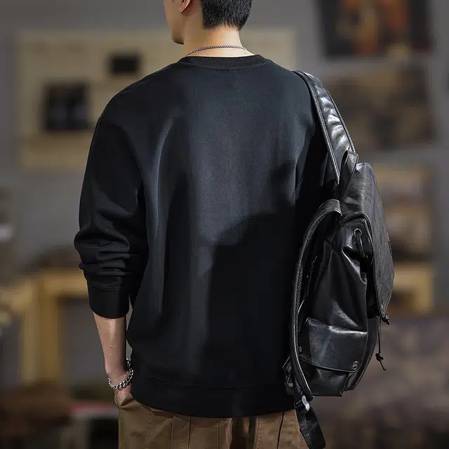 遨宇 美式复古休闲经典极简风潮牌刺绣百搭户外内搭卫衣 男款