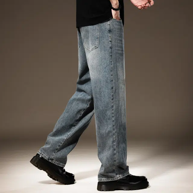 贵色 高街美式直筒垂感流行复古户外运动透气宽松牛仔裤 男女同款