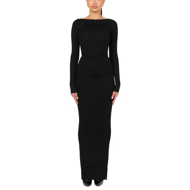 NAKED WARDROBE Contour Maxi Skirt Butter