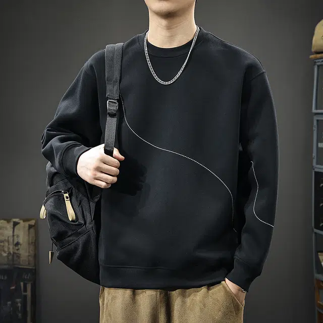 前进牛 美式经典复古潮牌宽松圆领休闲户外百搭长袖卫衣 男款