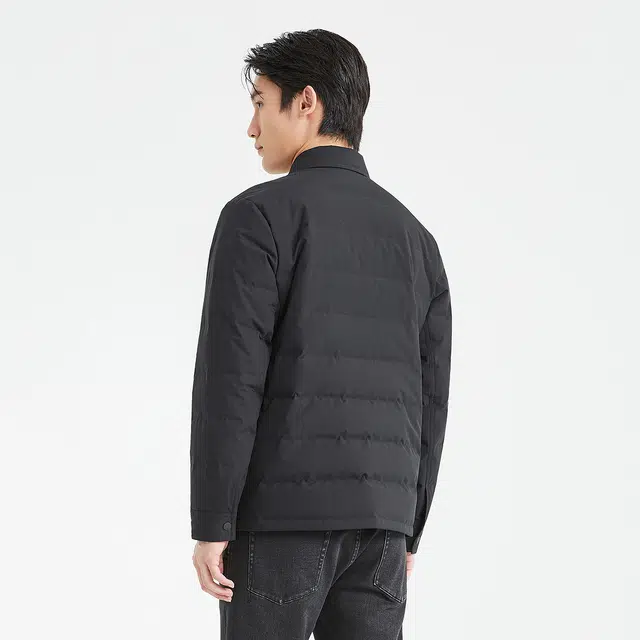 利郎 多孔膜撞色口袋翻领轻薄保暖冬季羽绒服 男款